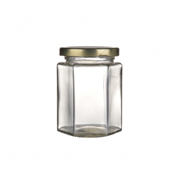 50-1000ml Hexagon Sauce Clear Glass Jar with Metal Cap