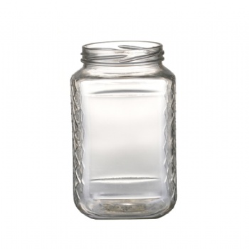 380ml square glass jar with metal cap