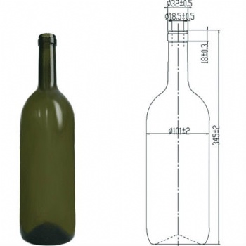 1.5 liter Dark Green Glass Claret Wine Bottle