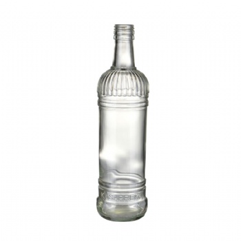 750ml clear embossed whiskey glass bottle