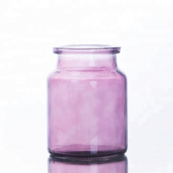 650ML Nordic style high quality purple glass vase decorative flower vase round packaging