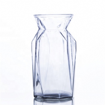 1L Unique shape light grey glass flower vase 1L large capacity glass vase
