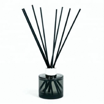 200ML home decoration round shape black glass Aroma Reed Diffuser bottle with rattan stick