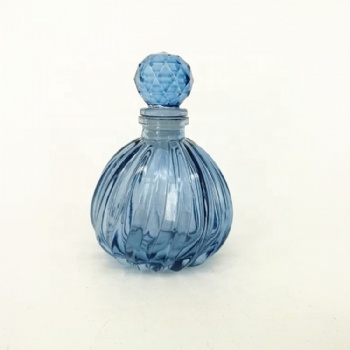 100 ml blue color glass aroma diffuser bottle weight with lid wholesale