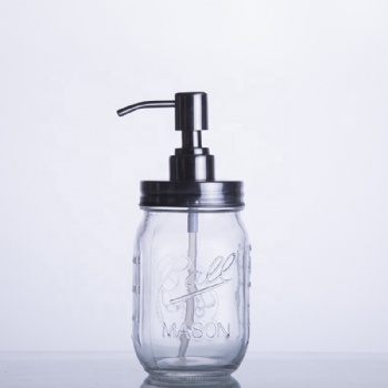 500ml Glass soap liquid packaging 16oz glass ball mason jar soap dispenser pump for soap
