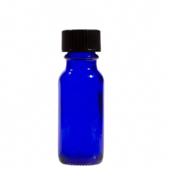 1 dram Blue Glass Vials with Orifice Reducers and Black Caps