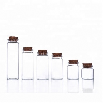 Small Clear Sample test Tube glass vials With wooden Cork stopper jars wishing bottle Glass