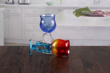 Beautiful blue crack wine glass candle holder wholesale