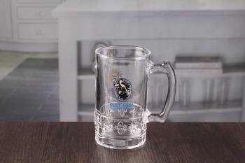 Custom printed beer glasses 15 oz bar beer vessels cheap beer mug with handle